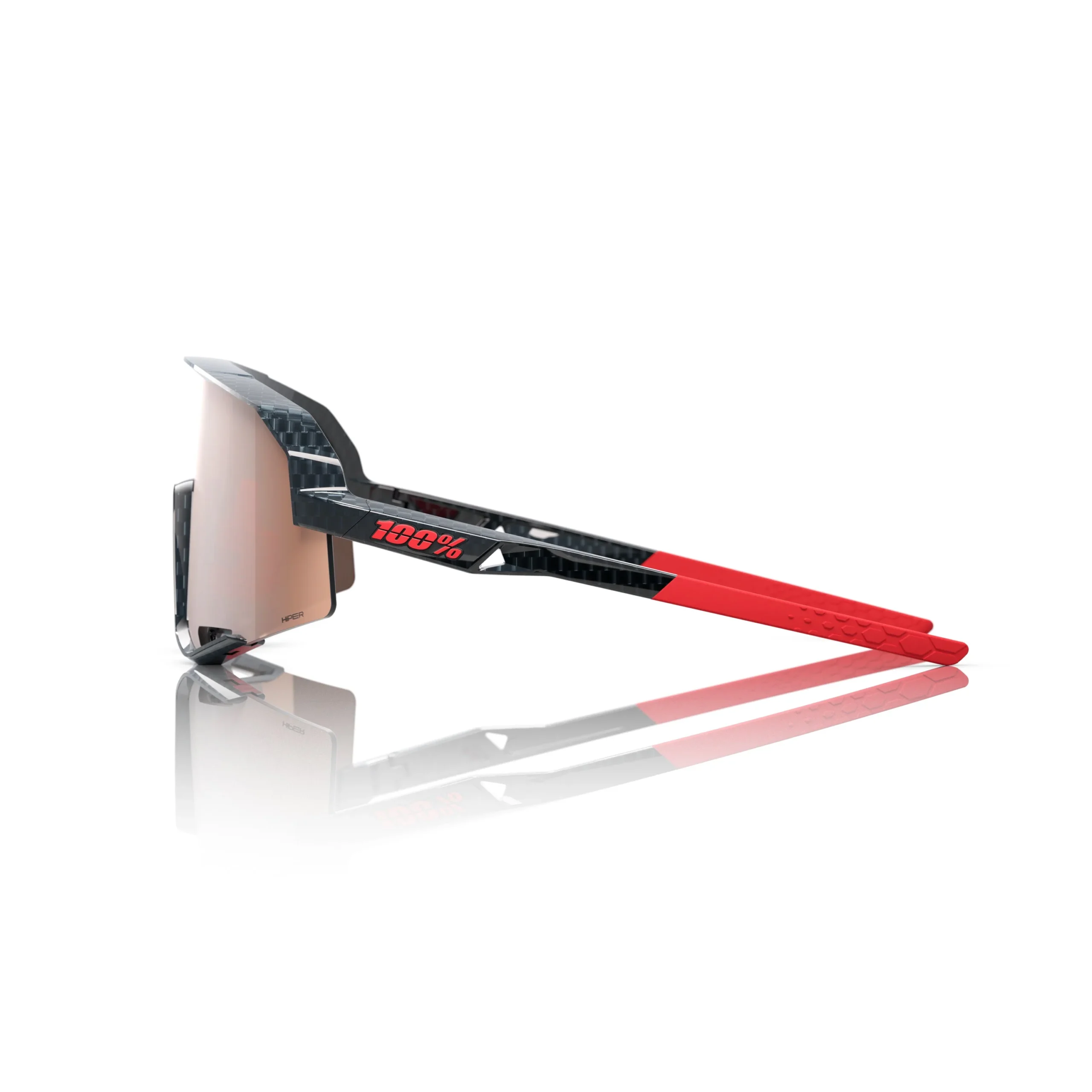 Gafas 100% Slendale Carbon Fiber Brillante Lente Hiper Crimson Silver Espejo - Imagen 4
