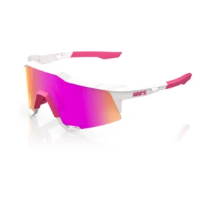 Gafas 100% Speedcraft Blanco/Rosa Mate Lente Hiper Vital Pink Espejo