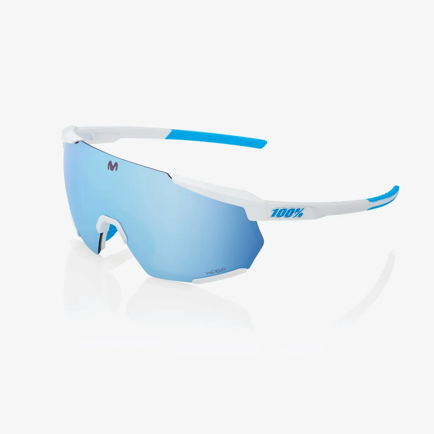 Gafas 100% Racetrap Movistar Team Blanca Lente Azul Espejo